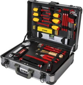 STIER Elektriker-Werkzeugsortiment im Aluminiumkoffer, 128-teilig, multicolor - Bild 1