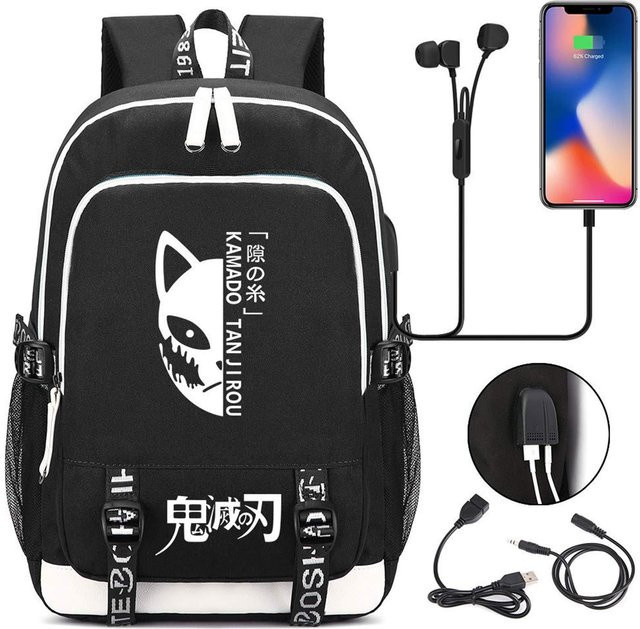 3-teiliges Schulrucksack-Set in Schwarz aus Oxford-Stoff mit Schultasche, Schultergurt und Federmäppchen - Bild 1