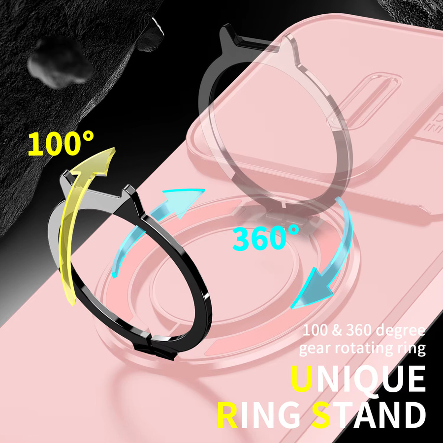 Magnetische Handyhülle mit 360 Grad Rotation und Kameraschutz für Xiaomi Redmi 15C und Redmi 15 5G in Pink und Lila - Bild 6
