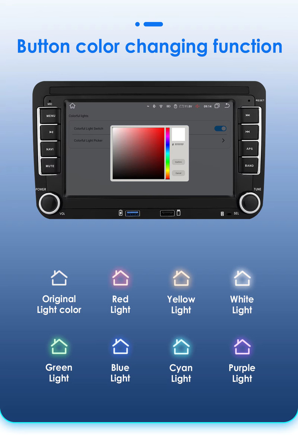 OSSURET 7 Zoll Android Autoradio mit Carplay, Android Auto, GPS und WIFI für VW, Volkswagen, Skoda Octavia, Golf 5 6, Touran, Passat B6 und Polo in Schwarz - Bild 5
