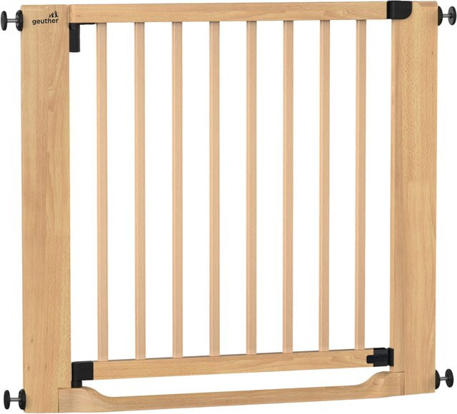 Geuther Türschutzgitter Easylock mit Flatstep aus Holz in Braun, erweiterbar und ohne Bohren - Bild 1