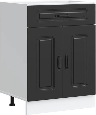 vidaXL Küchenunterschrank Kalmar in Schwarz, moderner Küchenschrank aus Holzwerkstoff mit Scharniertüren, B/T/H: 60,0 x 46,0 x 81,5 cm