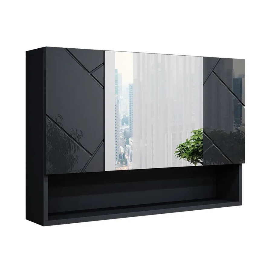 Vicco Spiegelschrank Irma Anthrazit Hochglanz modern B/H: 80 x 55 cm - Bild 3