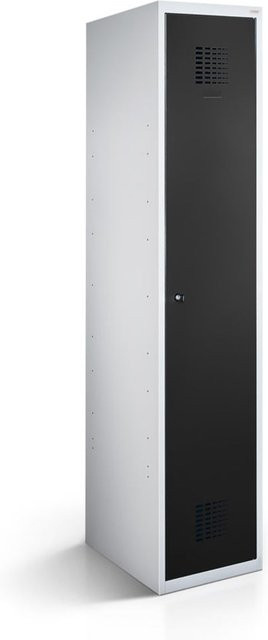 rotstahl Kleiderspind mit 1 Tür in Schwarz und lichtgrauem Korpus, B/T/H: 40 x 50 x 180 cm - Bild 1