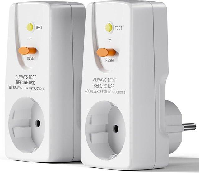 2er-Pack RCD FI-Schutzschalter 16A mit Leckageschutz in Weiß - Bild 1
