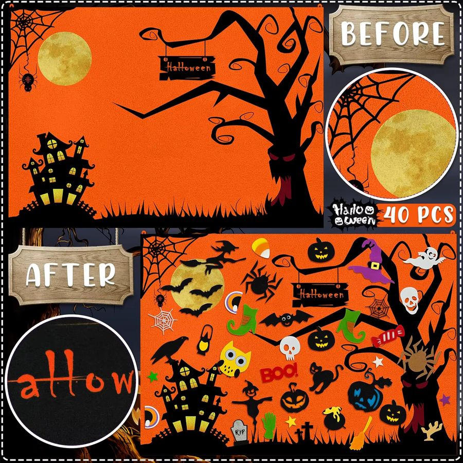 BizyKoady Halloween Filz Bastelset für Kinder als kreatives Storyboard und Dekorationsset für Party und Fotografie - Bild 3