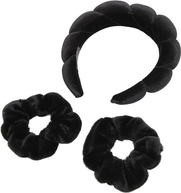 Koogeelife Gesichtswasch-Stirnband und Armbänder Set, 2 Stück, Schwarz - Bild 1