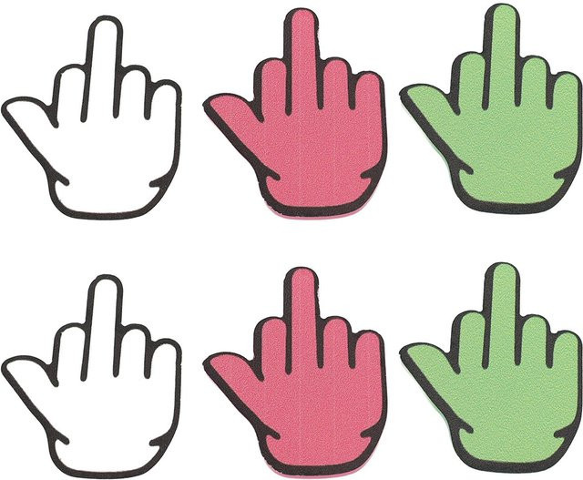 6er Set Lustige Saugnapf Mittelfinger Aufkleber von OutsideWorld in Pink und Multicolour für dein Telefon - Bild 1