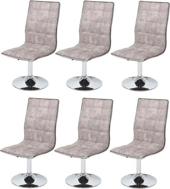 6er-Set MCW Esszimmerstühle C41 in Vintage Kieselgrau, drehbar und höhenverstellbar mit gestepptem Rautenmuster aus Textil - Bild 2