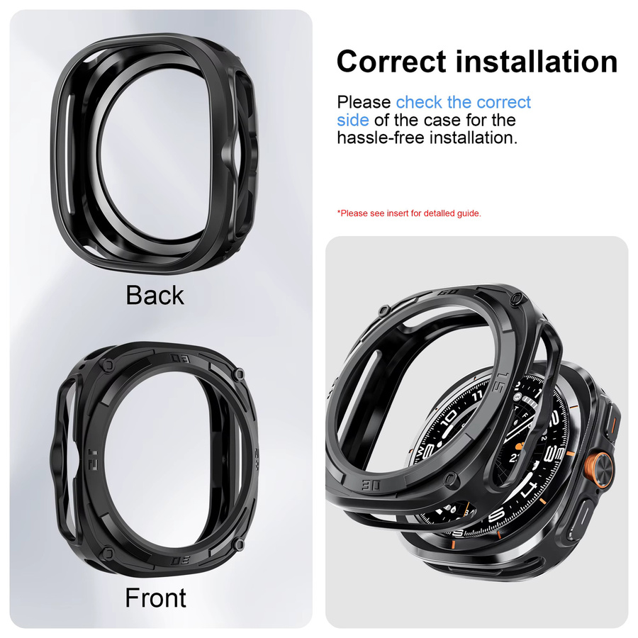 Samsung Displayschutzfolie und Hülle für Galaxy Watch Ultra, Schwarz, Silikon - Bild 2
