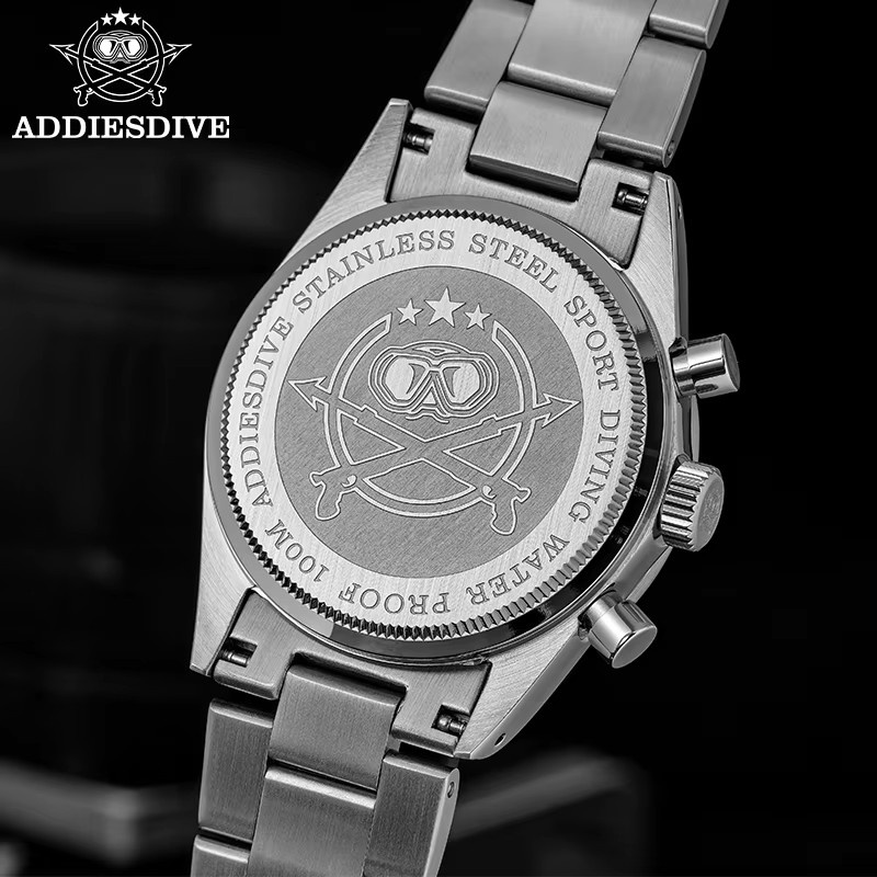 ADDIESDIVE Chronograph, Quarz, Edelstahl, Schwarz, Herren - Bild 6