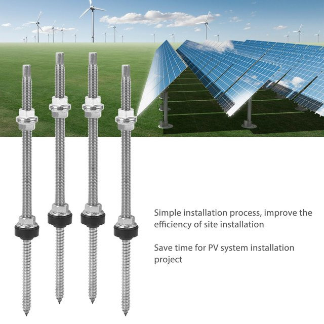 4er-Set PV-Halterung Doppelkopfschrauben aus Edelstahl in Silber für die Photovoltaik-Montage - Bild 1