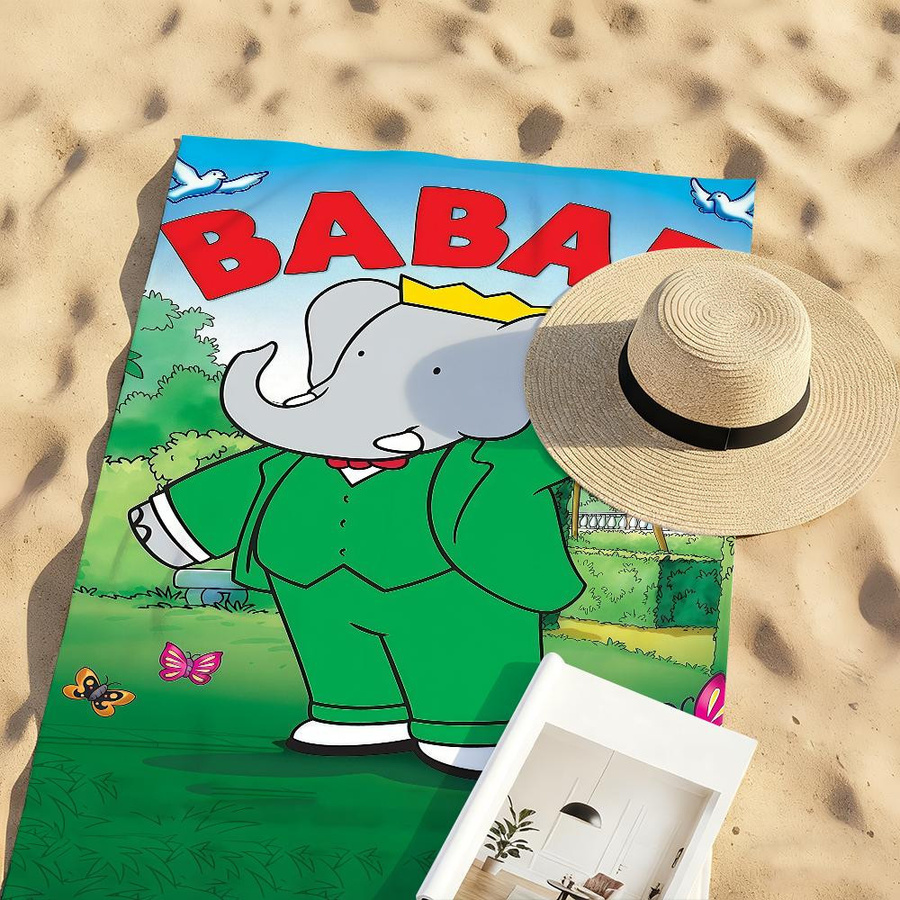 Creative Man Sanddichtes Strandtuch mit Babar Elefant Motiv, schnelltrocknend und leicht, Breite: 30 cm, Höhe: 60 cm - Bild 1