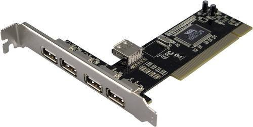 LogiLink USB 2.0 Controllerkarte mit 4 + 1 USB-A Ports in Schwarz - Bild 1