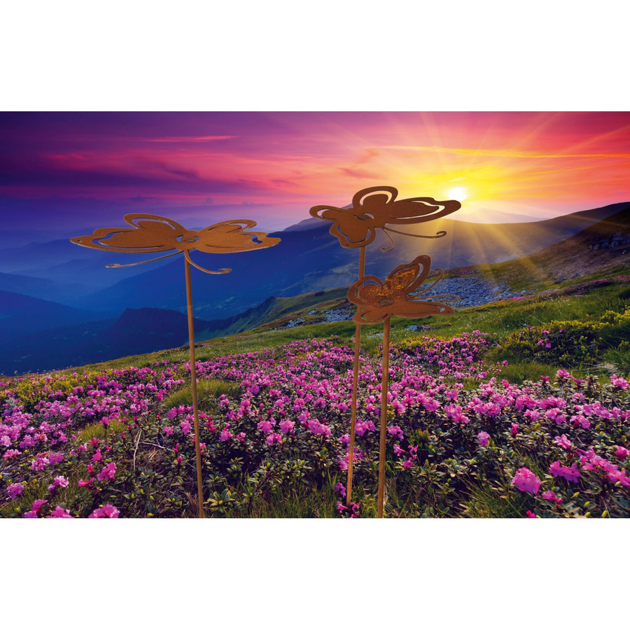 Ferrum Art Design Gartenstecker Butterfly 3er Set in Edelrost Optik aus Metall, Braun - Bild 2