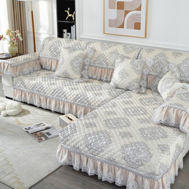 Super Six Universal Rock Sofakissen Rückenlehnenbezug mit Spitze und Schürze, Floral, Polyester, B/T: 70 x 70 cm, Höhe der Schürze: 18 cm - Bild 1