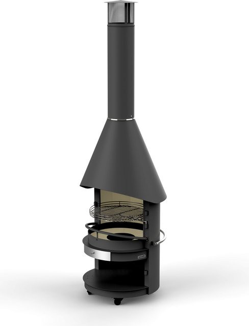 ASADO Garten-Grillkamin Fuego in Schwarz mit extra großem Grillrost, B/H/T: 70 x 225 x 70 cm - Bild 1