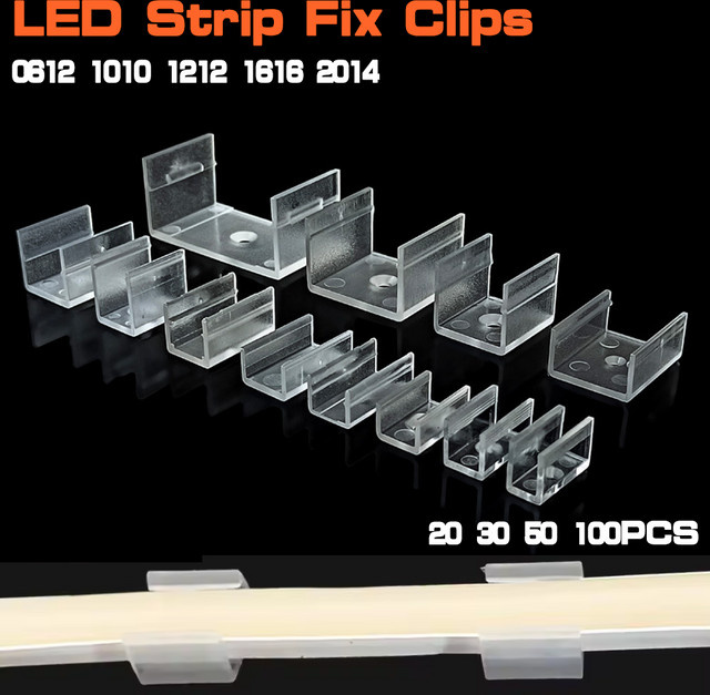 YSRSAI LED-Verbindungsclips aus transparentem Kunststoff für COB und Neonlichtbänder, passend für 6mm, 8mm, 12mm und 15mm Breite - Bild 1