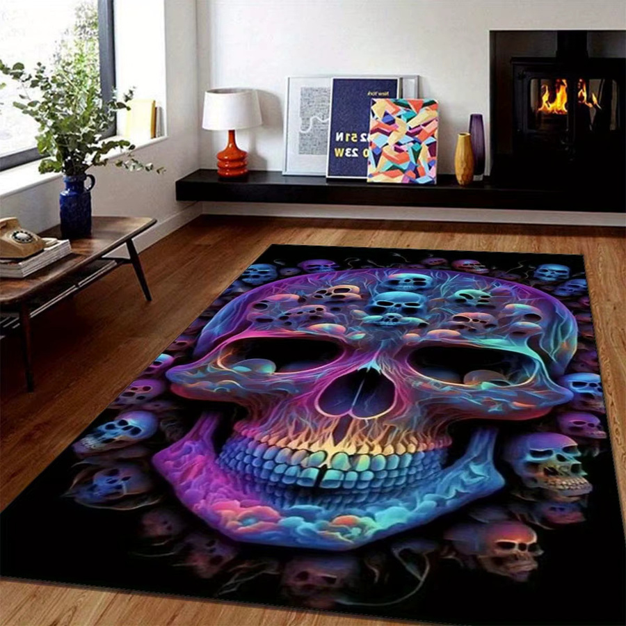 VIKAMA Teppich mit Totenkopfmuster in Multicolour, rutschfest und wasserabsorbierend, B/T: 60 x 40 cm - Bild 3