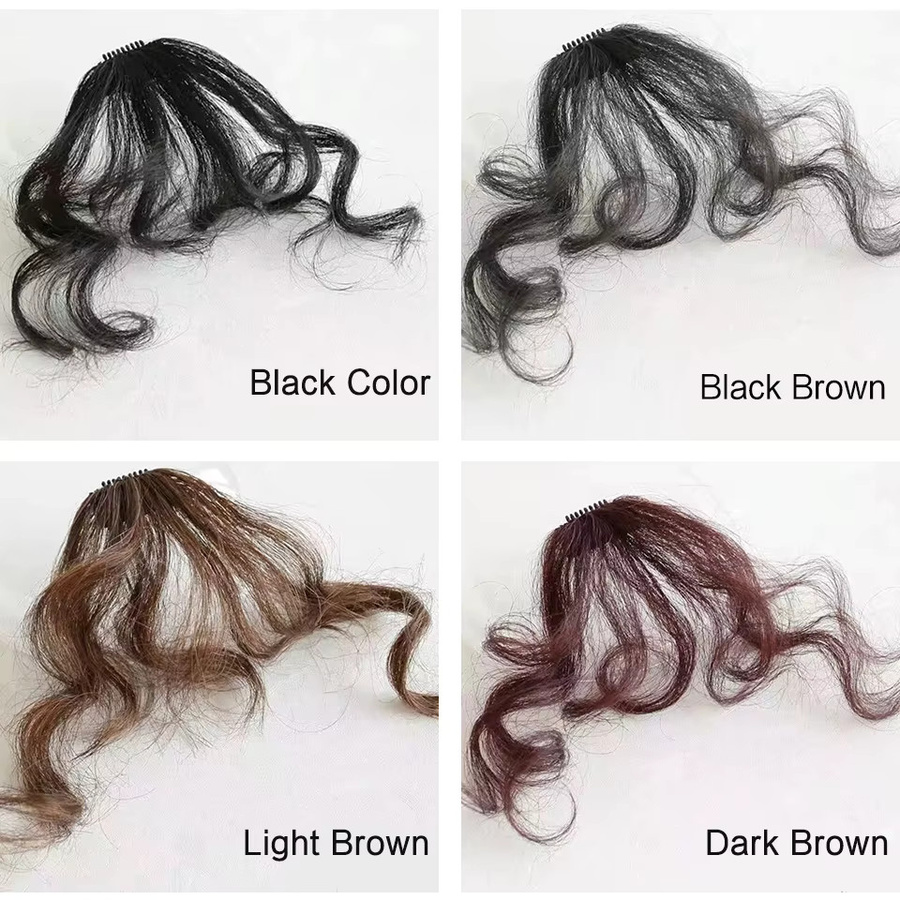 LUPU Clip-in-Haarverlängerungen, synthetisch, lockig, Pony, Schwarz, Braun - Bild 4