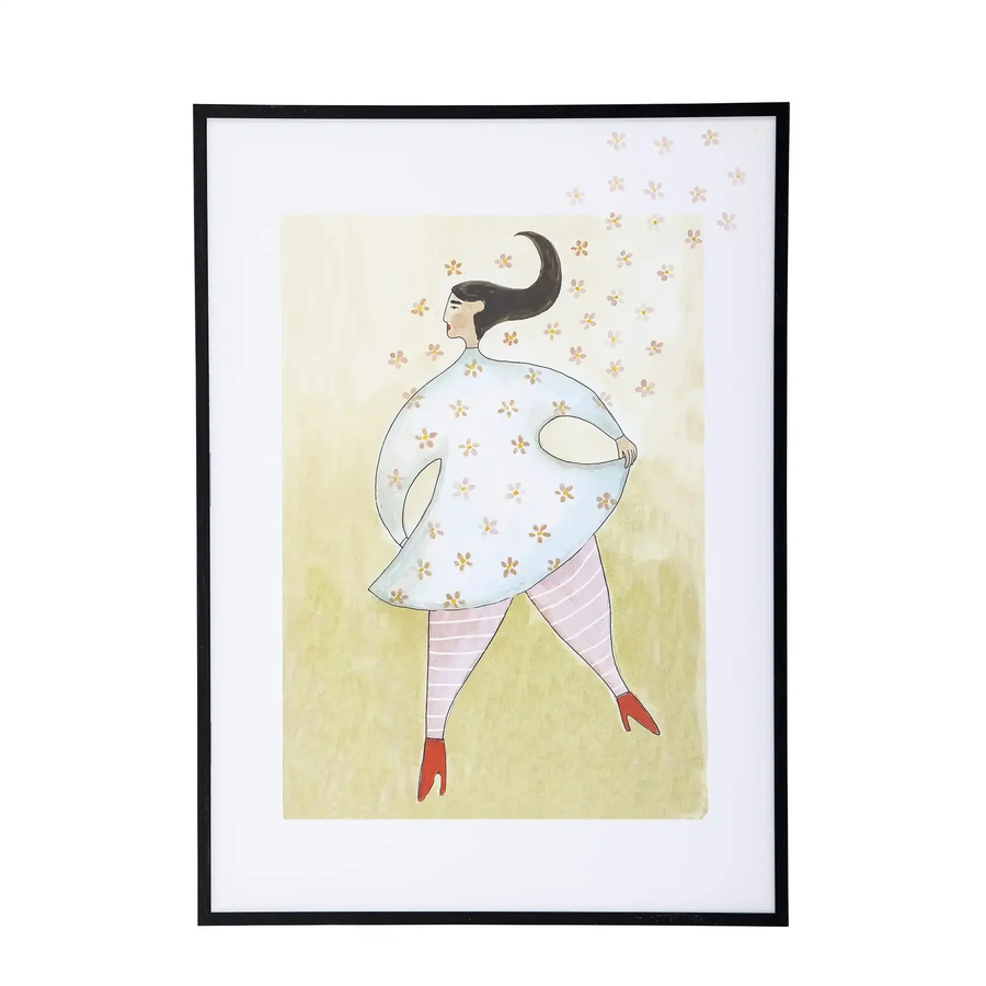 Bloomingville Illustration Ajo Paper Poster aus Kiefernholz in Schwarz und Multicolour, Breite: 52 cm, Höhe: 72 cm - Bild 1