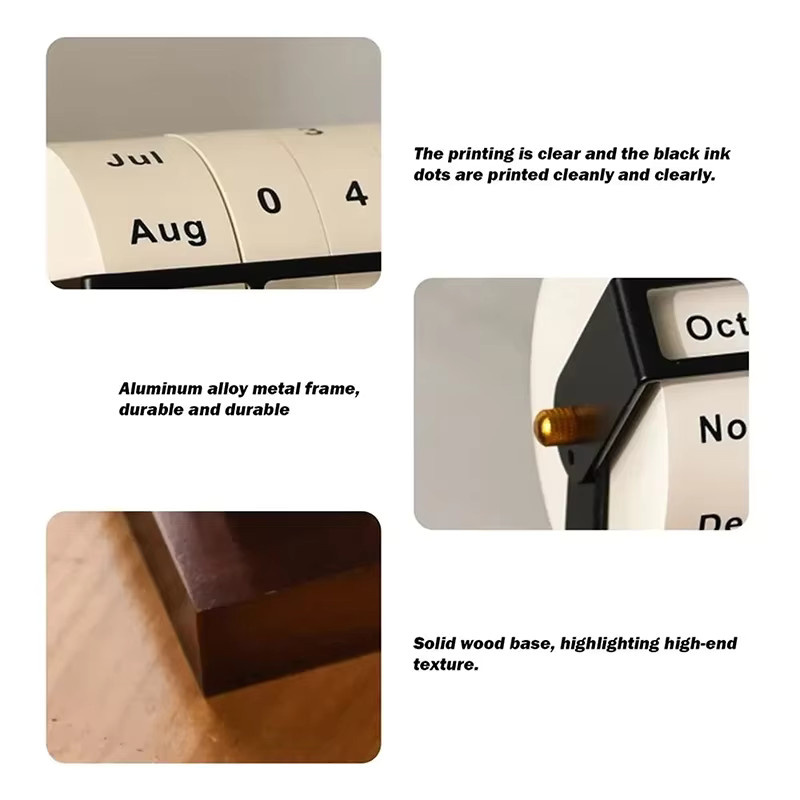 Großer drehbarer Tischkalender aus Holz in Weiß als inspirierendes Desktop-Ornament - Bild 4