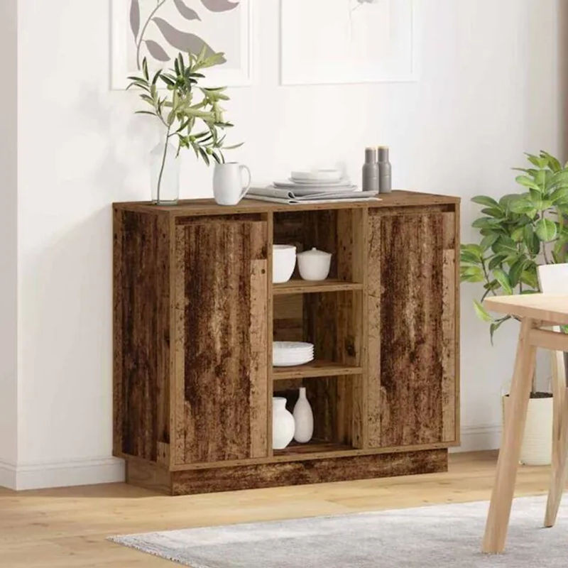 Sideboard vidaXL in Braun im Industrial Design aus Holzwerkstoff mit Regal, B/T/H: 90 x 32 x 75 cm - Bild 1