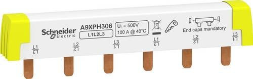 Schneider Electric A9XPH306 Phasenschiene Steg, 3-polig, 100A, Weiß - Bild 1