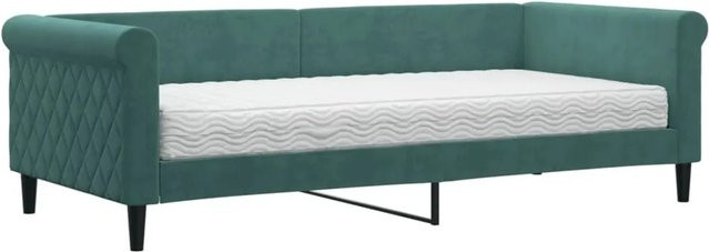 vidaXL Tagesbett mit Matratze in Dunkelgrün aus Samt, B/T/H: 90 x 200 cm - Bild 1