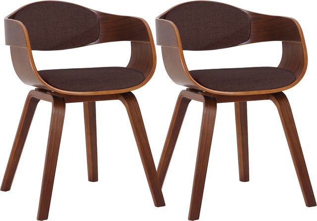 CLP 2er Set Esszimmerstühle Kingston ergonomisch mit Holzgestell und Stoffbezug in Braun - Bild 1