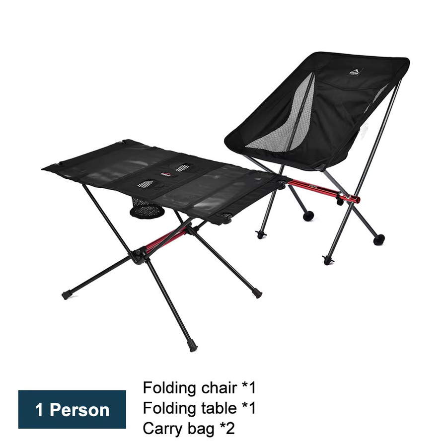 Widesea Outdoor-Klappstuhl in Schwarz mit Textilene-Bezug und Getränkehalter für Camping, Angeln und Freizeit - Bild 4