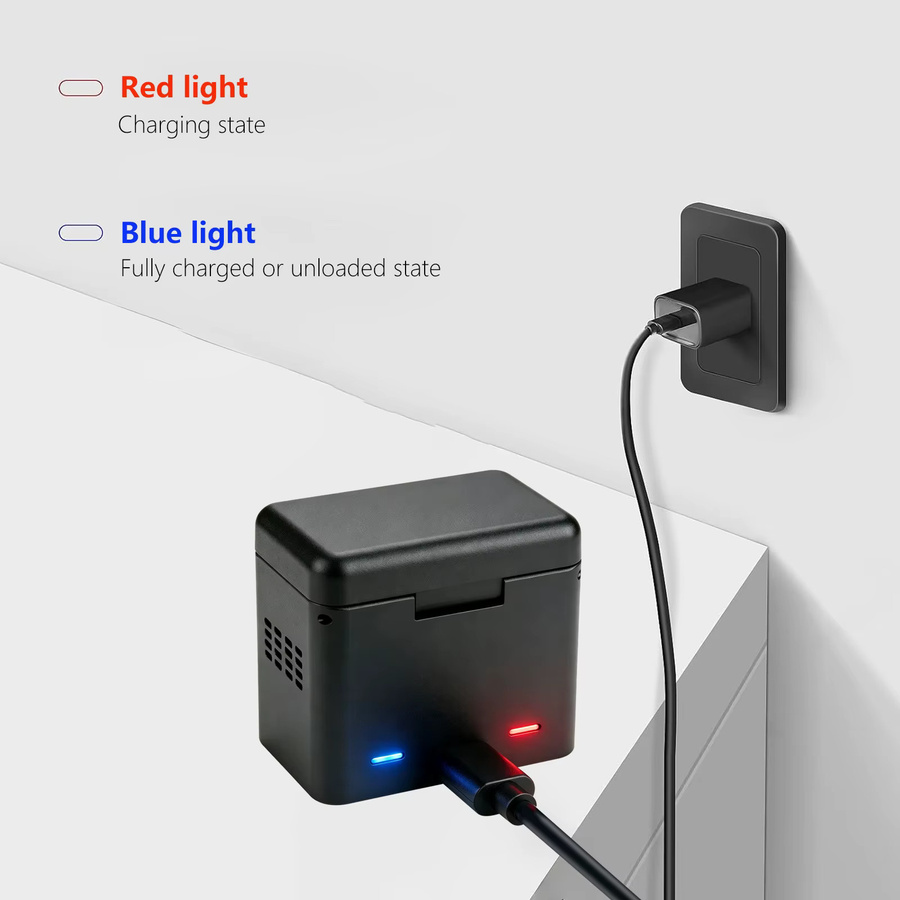Probty PG1050 Akku mit USB-C-Ladehülle in Schwarz, 1150 mAh, kompatibel mit Campark, Crosstour, APEMAN, Victure, Rollei 372, WOLFANG GA100 und SJ4000 - Bild 3