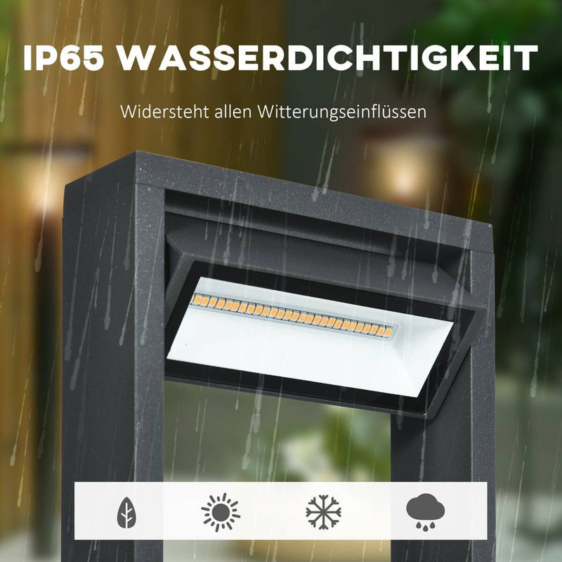 Outsunny LED Gartenlampe Poller in Dunkelgrau aus Aluminium und Glas, B/H/L: 5 x 90 x 16 cm - Bild 4