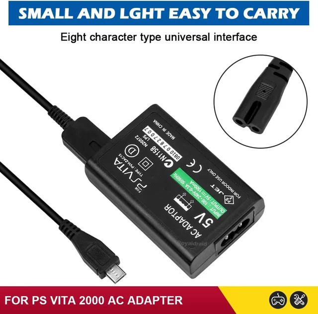 HeroAngel USB-Ladekabel und Netzteil für PS Vita PSV 2000 in Schwarz - Bild 1