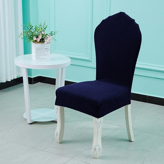 Yiran Furniture Einteiliger Stuhlbezug aus elastischem Mais-Samtstoff in Blau, B/H: 45 x 41 cm - Bild 1