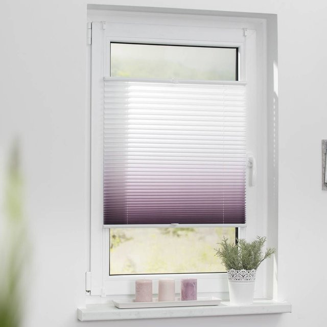 LICHTBLICK Spannplissee Klemmfix Single Pleat, halbtransparent, Farbverlauf Lila/Weiß/Grau, B: 120 cm, H: 130 cm - Bild 1