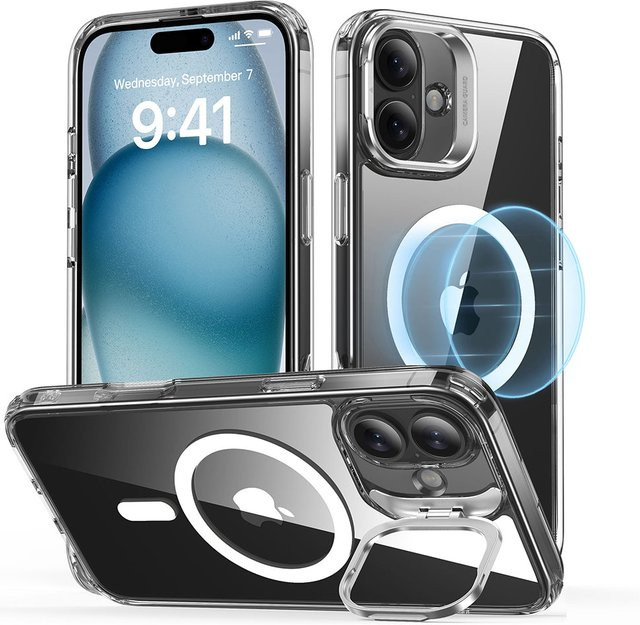 ESR Classic Hybrid Kickstand MagSafe Schutzhülle für Apple iPhone 16, Transparent - Bild 1