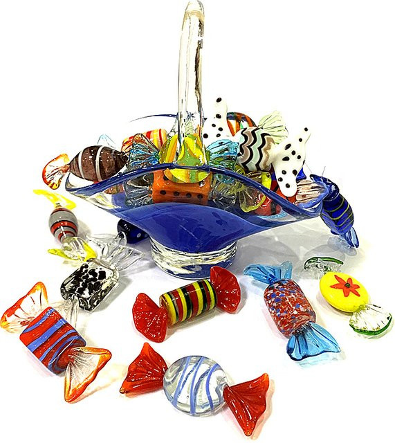 20 Stück handgemachte Murano-Glas Bonbon-Figürchen in Multicolour als dekorative Tischdekoration für Hochzeiten, Weihnachten und Feste - Bild 1
