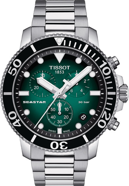 Tissot Chronograph Seastar 1000, Quarz, Edelstahl, Grün, 46 mm, Herren - Bild 1