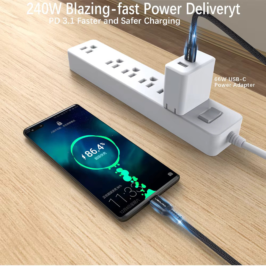 UGOURD USB-C Datenkabel USB 3.2 Gen2 mit 20Gbps Datenübertragung und 240W Schnellladefunktion, 4K Unterstützung, Farbe: Schwarz - Bild 4