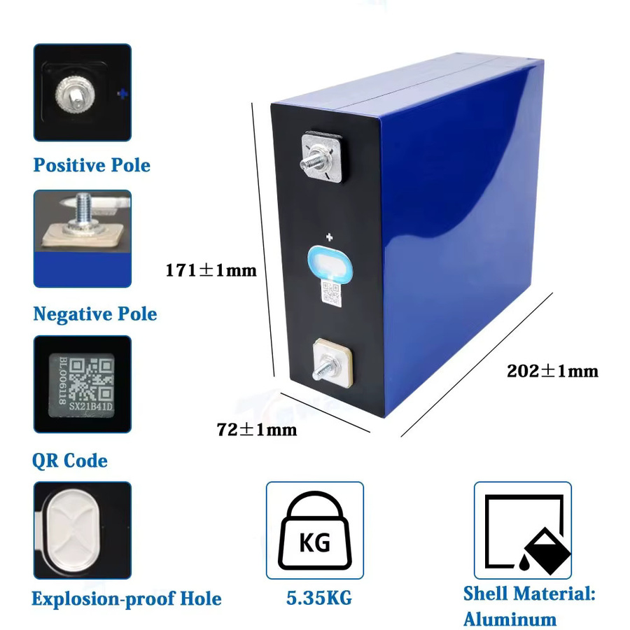EVE 280Ah LiFePO4 Batterie 4er-Pack Klasse A prismatische Lithium-Eisenphosphat-Batterie 3,2V für Solarsysteme kompatibel mit 12V/24V/48V-Systemen - Bild 4