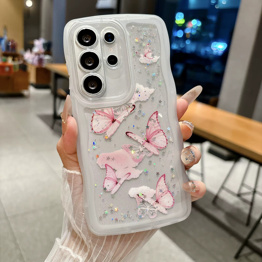 Luxuriöse Pailletten-Glitzer-Schmetterlingshülle für Samsung Galaxy S26 S25 S24 S23 S22 Plus Ultra FE A15 A06 A16 A36 A56 A26 A35 A25 mit Klebstoff - Bild 2
