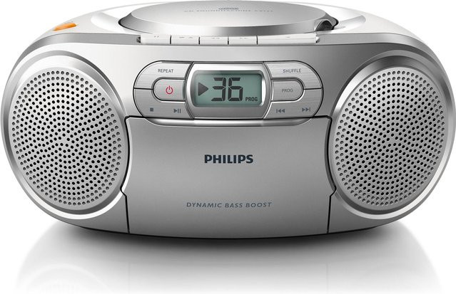 Philips AZ127 Radiorekorder in Silber mit CD-Spieler, Kassettendeck und 3,5 mm Klinkenanschluss - Bild 1