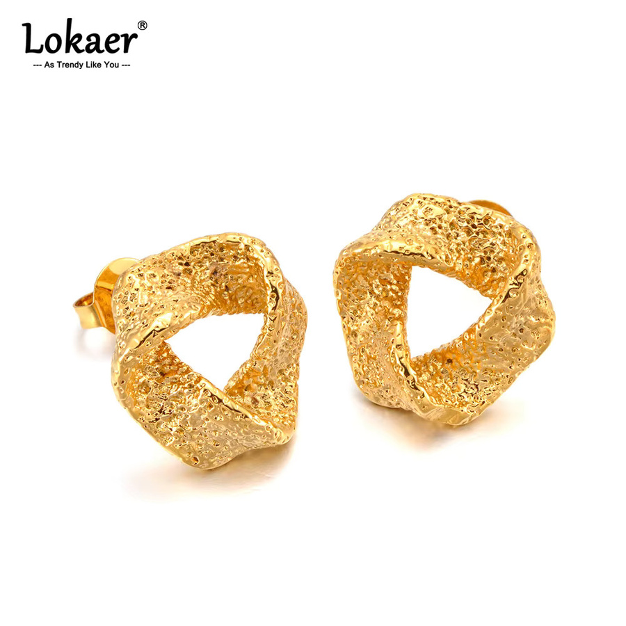 Lokaer Ohrringe, Edelstahl, Gold, Damen, dreieckig, mattiert - Bild 2