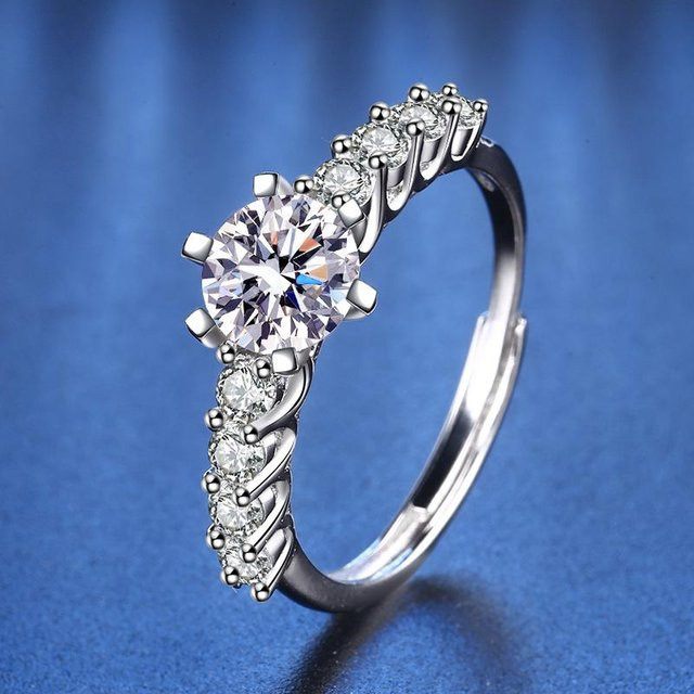 Ring 925 Silber, Moissanite, Damen - Bild 1