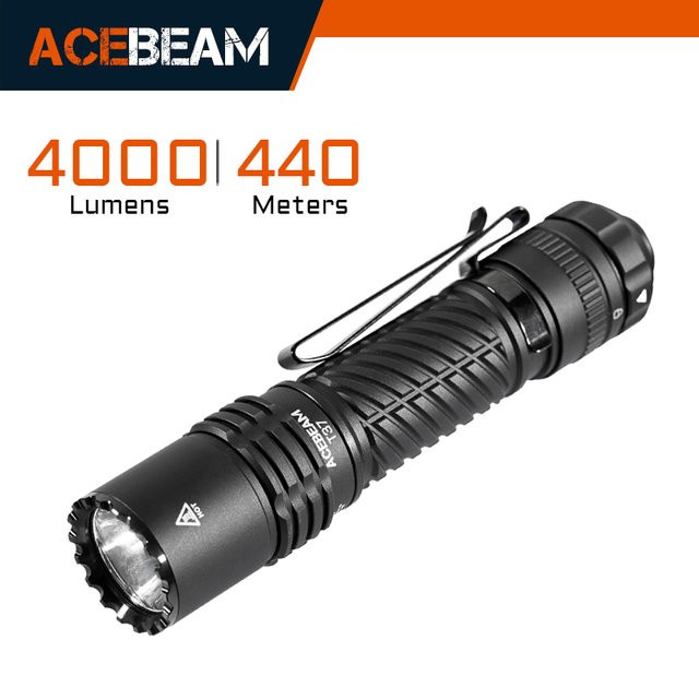 ACEBEAM T37 SFT-90X EDC Taktische Taschenlampe in Schwarz mit 4000 Lumen und Eco-Sensa-Ladekabel - Bild 1