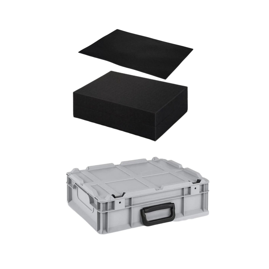 PROREGAL Eurobox NextGen Portable Transportbox mit Rasterschaumstoff und Schaumstoffeinlage, Grau, H x B x T: 13,5 x 30 x 40 cm - Bild 2