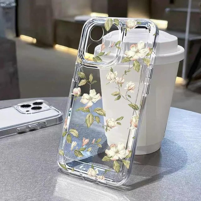 Transparente TPU Schutzhülle mit Blumenblättern für Samsung Galaxy S25, S25 Ultra, S25 FE und weitere Modelle - Bild 1
