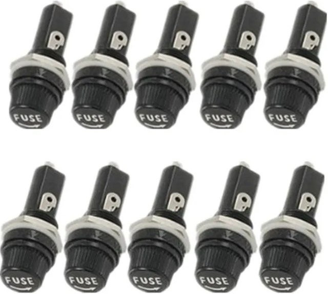 Schraubkappe Sicherungshalter für Panelmontage, Schwarz, 5x20mm für 12mm Montageloch, 250V/10A - Bild 1