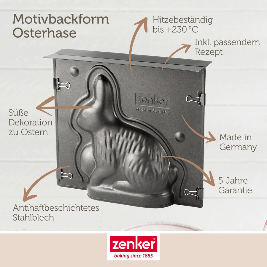 Zenker Backform Hase Special mit Antihaftbeschichtung B: 21,5 cm, T: 19 cm - Bild 3